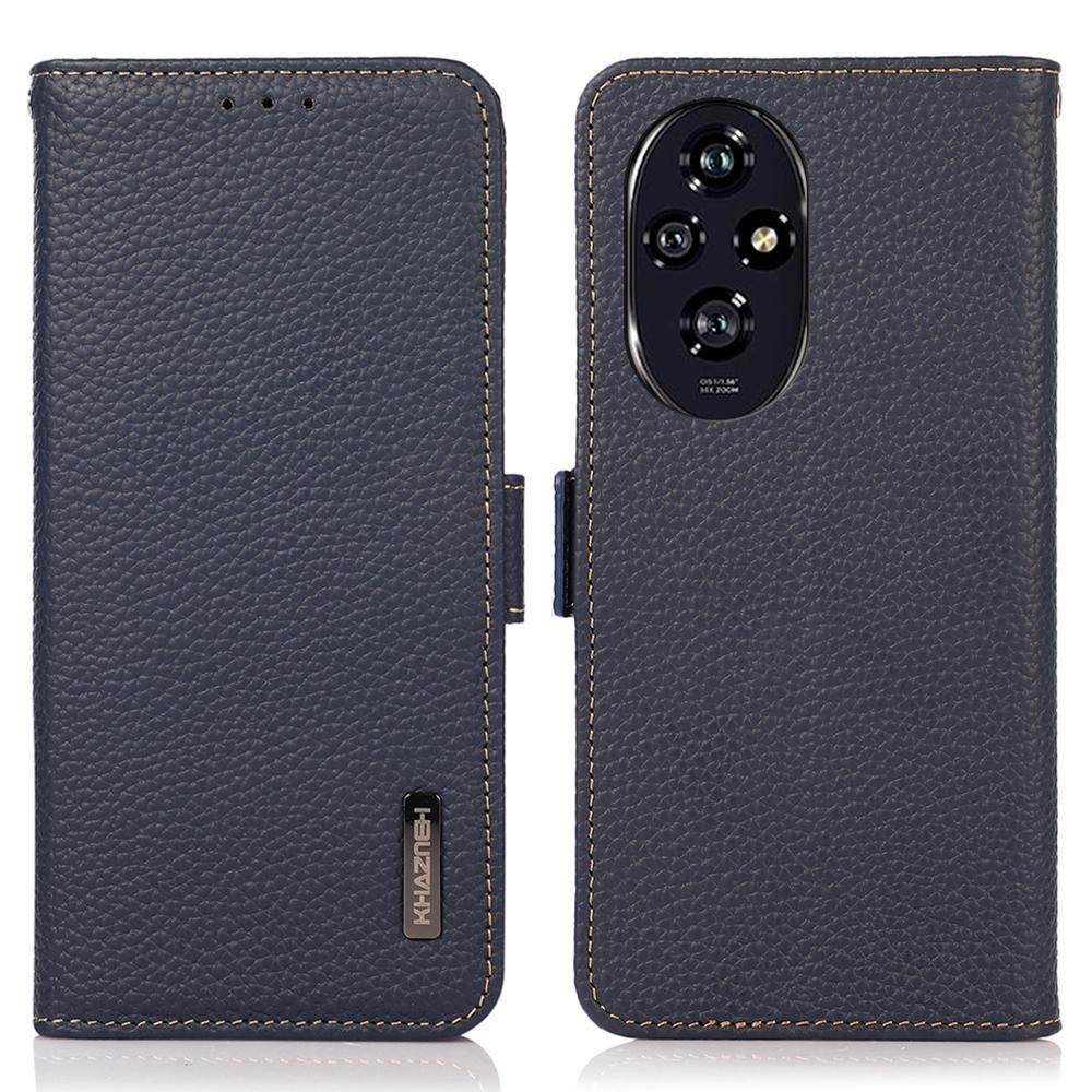 KHAZNEH For Honor 200 Pro 5G Phone Case RFID Blocking Genuine Cow Leather Flip Cover