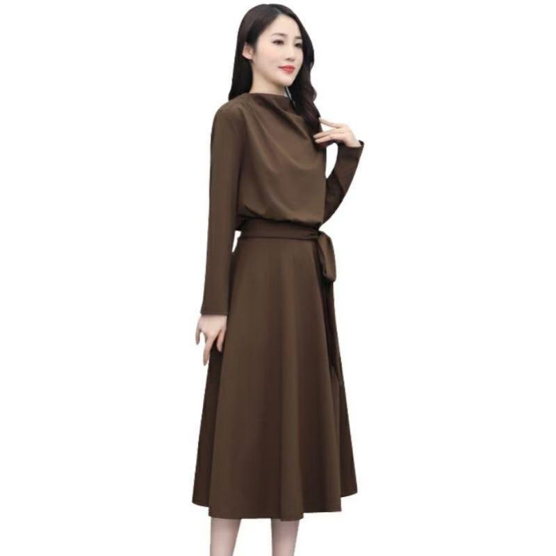 Long-sleeved dresses spring and autumn new thin high-end early autumn popular high-necked skirts this year spring and autumn tide
