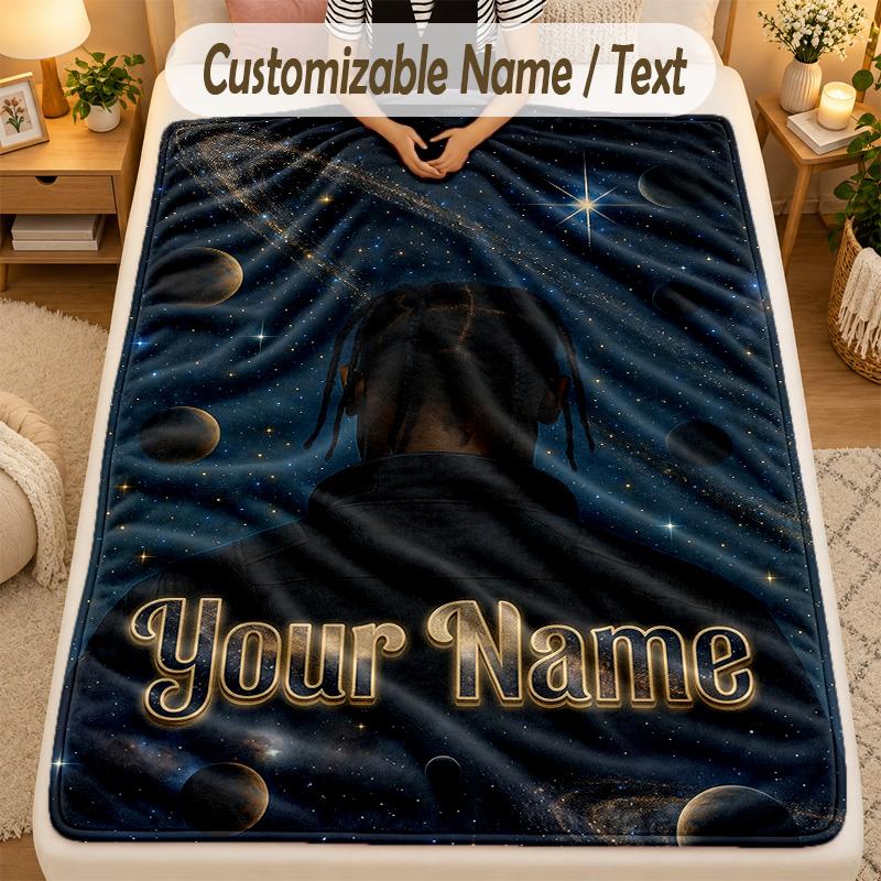 FlaneldeckeTravis Scott Benutzerdefinierter Name Text Personalisierte Weiche Warme Überwurfdecke Heimdekoration Geschenk