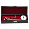 Akozon Miniature Trombone Replica with Stand - Brass Musical Instrument Model Decorative Accessory