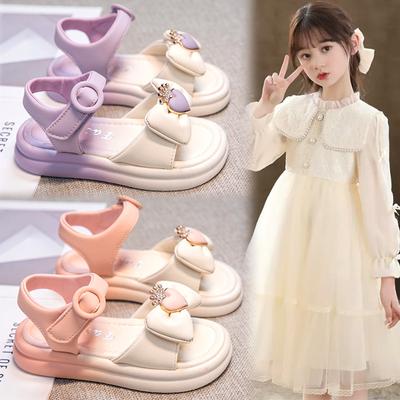 Girls' Sandals Summer New Children's Princess Shoes Girls' Fashion Baby Summer Soft Bottom Leather Shoes