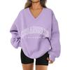Women's Loose And Comfortable Letter V-neck Sportswear Long-sleeved Sweatshirt Daily Matching Clothes