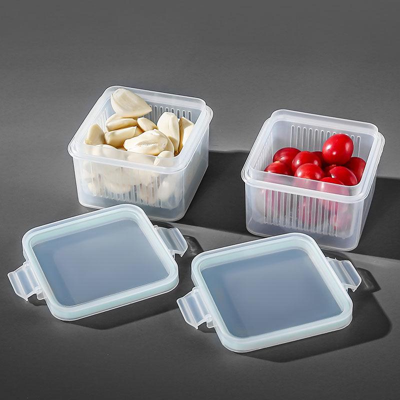 3 Stück Kühlschrank Plastik Lebensmittelaufbewahrungsbehälter Küche Obst Gemüse Zwiebel Ingwer Knoblauch Abtropfboxen Klar Versiegelt Organizer