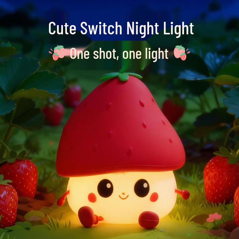 Strawberry Silicone Lamp: Three-Level Brightness Tap Night Light