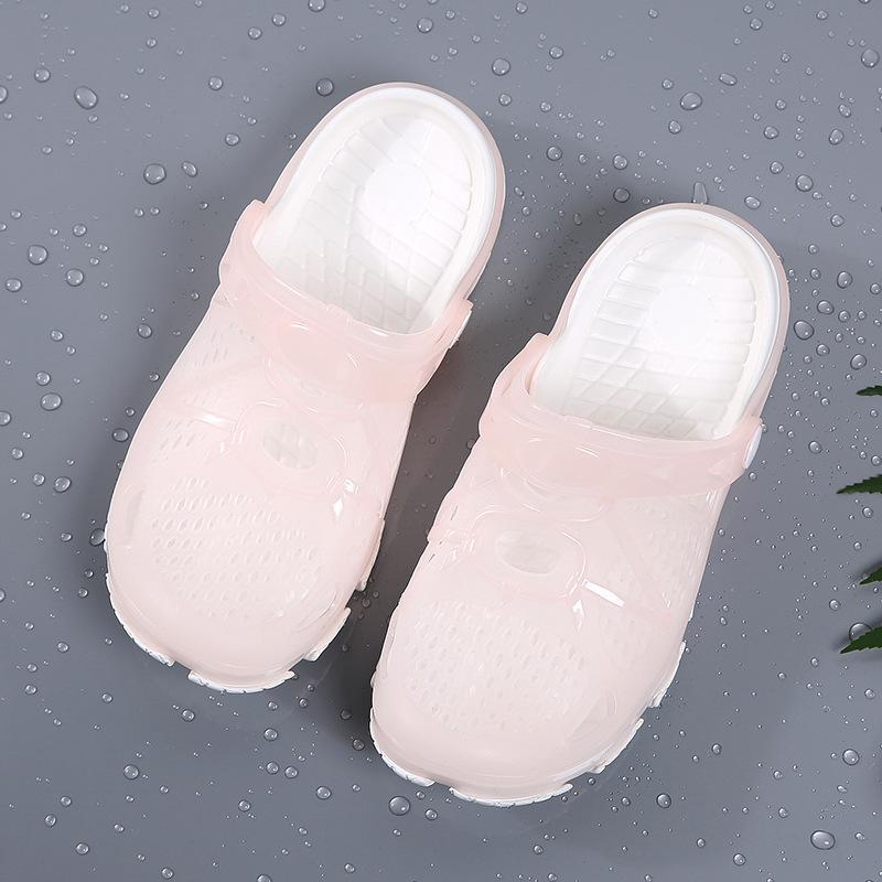 2025 Summer Foreign Trade New Couple Sandals Bag Head Hollow Jelly Shoes Breathable Large Size Men's Shoes Beach Hole Shoes
