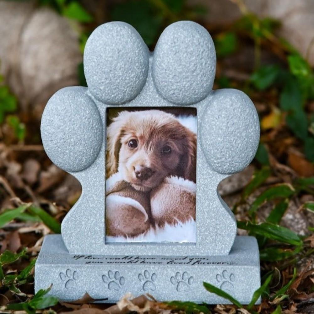 Fotorahmen Haustier Grabstein Harz Hund Opfergrabstein Tier Grab Gedenkstein Gedenkgeschenk