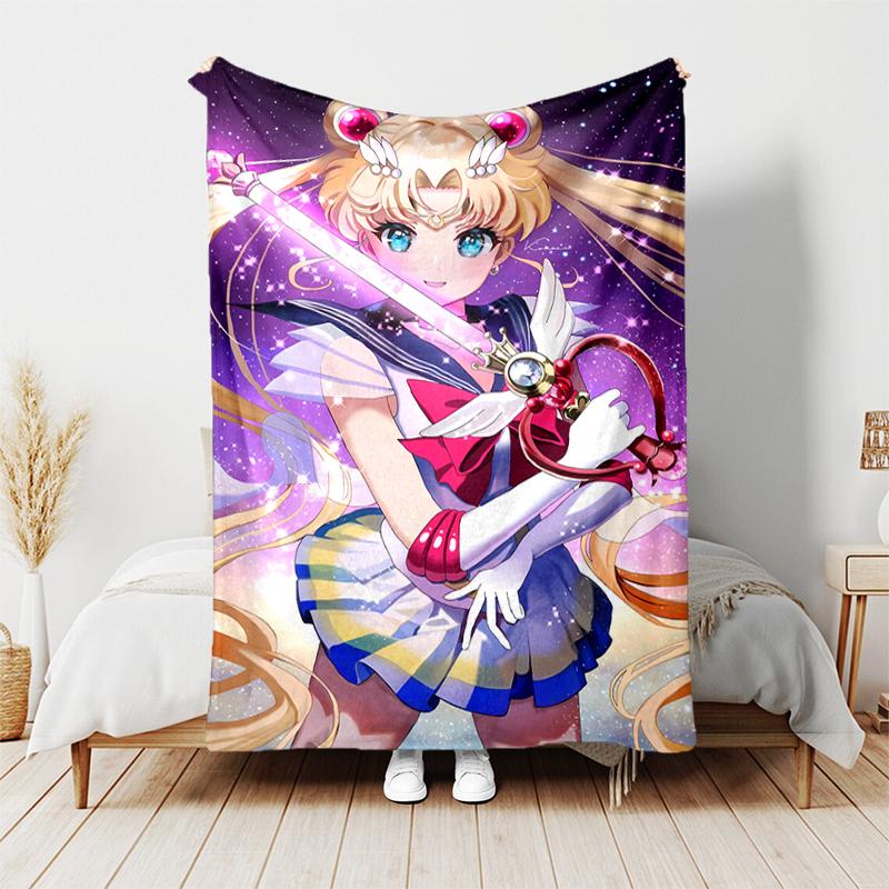 1pc Blanket Sailor Moon1 Print Design, Lightweight Blanket for Sofa, Bed- Soft &Warm, Gift for All Seasons Like Christmas, Halloween