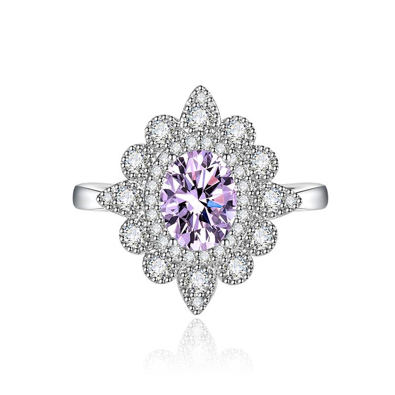 

BELLA BOX классические открывающиеся кольца изменяемого размера для женщин с цирконом, ювелирные изделия для помолвки, подарок Adjustable Opening фиолетовый