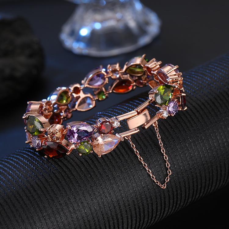 Women Rhinestone Teardrop Bracelet Bangle Party Jewelry Accessories
