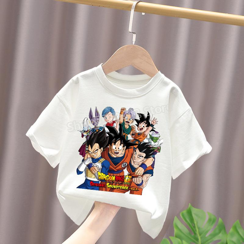 Dragon Ball Fiúk Fehér Pamut Póló Sun Goku Kisgyermek Rövid Ujjú Pólók Rajzfilm Nyári Ruhák Kawaii Felsők Születésnapi Ajándékok