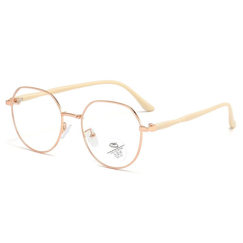 Anti Blue Light Korean Style Round Reading Glasses Computer Frames Alloy Women Prebyopia Spectacles Eyeglasses 0 -1.5 -2 -2.5 -3
