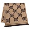 GUCCI [Excellent Condition] 598993 3GC15 GG Glitter Jacquard Fringe Scarf 45 x 76.8" Beige / dark brownUsed