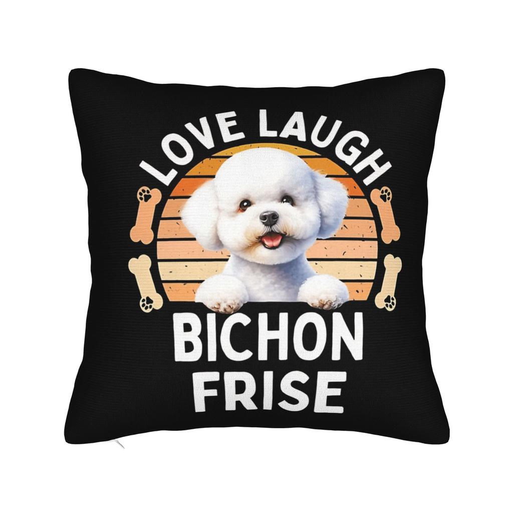 Cute Bichon Frise Pillow Cover Comfy Cushion Cover Funny Pillow Case For Sofa Home Decor