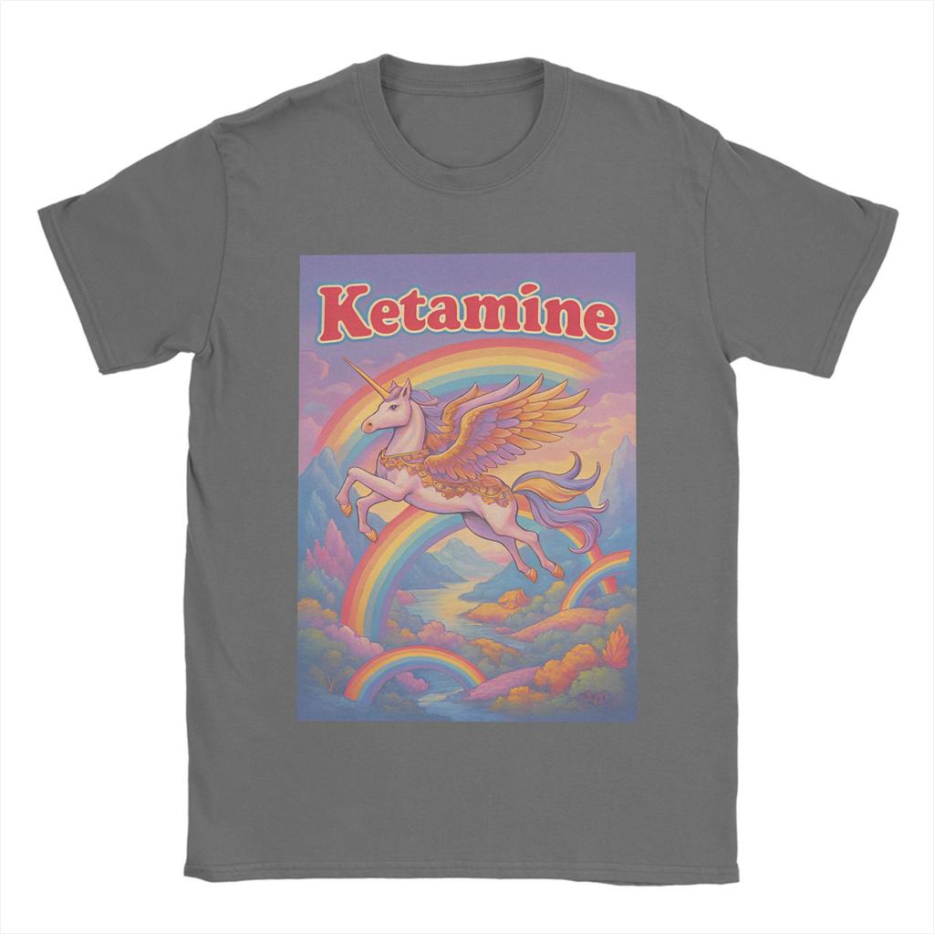 Ketamin Einhorn T-Shirt Sommer Klassische T-Shirts 100% Baumwolle Hipster T-Shirt für Paare Kurzarm Lässige Oberteile