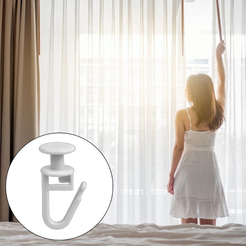 Curtain Track Hook Curtain Rails Ceiling Gliders Set 100Pcs Lockable Folding Hanging Hook and 6Pcs Drape Rails Stoppers