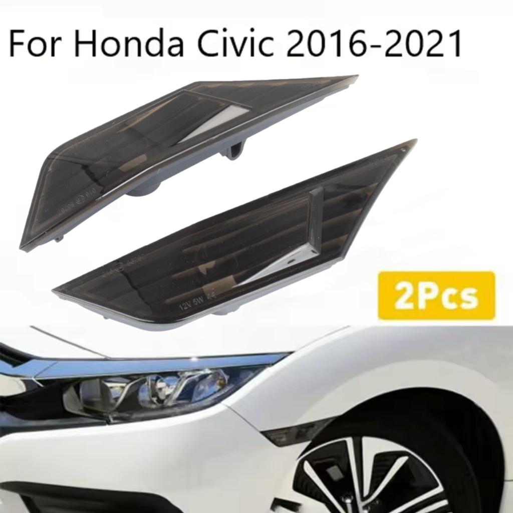 2pcs Car Turn Signal Light For Honda Civic 2016-2026 IP68 Waterproof Turn Signal Width Light Modified Black With LED Bulb