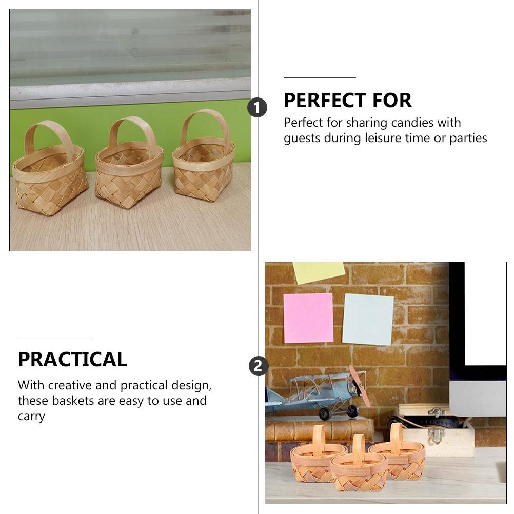 9 peças cesta de tecido piquenique doces embrulho cestas de armazenamento feito à mão mini lascas de madeira embalagem de madeira feito à mão suporte de mesa bebê