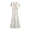 2025 Spring European & American Style Women's Slimming Silk Satin Midi Dress