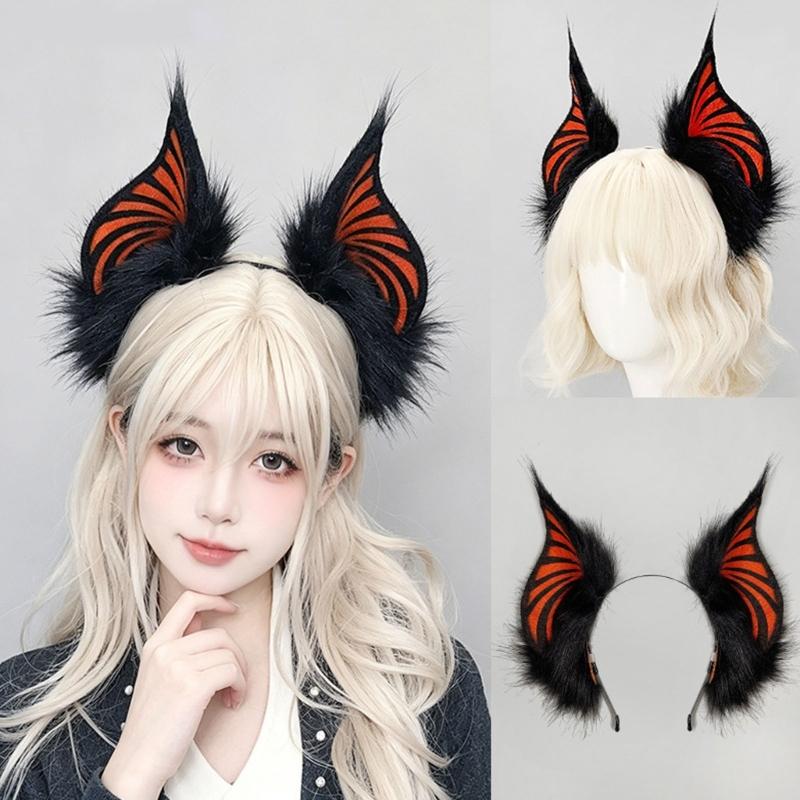 Gothic Bat Creature Ears Headpiece Cosplay Plush Hair Hoop Props For Role Play And Costume Event LARP