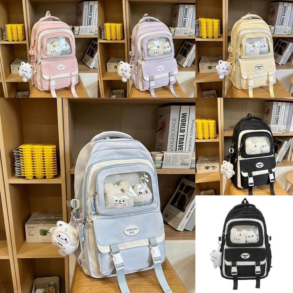 Simple Big Capacity Backpack With Transparent Compartments And Letter Decor