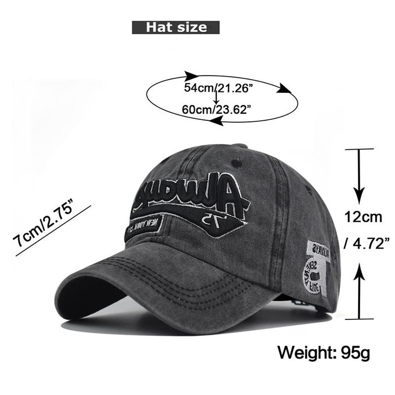 Men Women Baseball Cap Washed Cotton 3D Embroidery ALWAYS 75 Letter Baseball Cap Ladies Dad Hat Men's Bone Cap