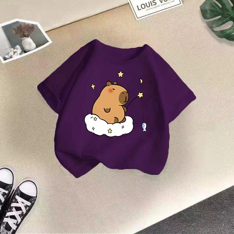 Children's Casual Short-sleeved T-shirt, Summer Boys' And Girls' Cute Capri Blouse