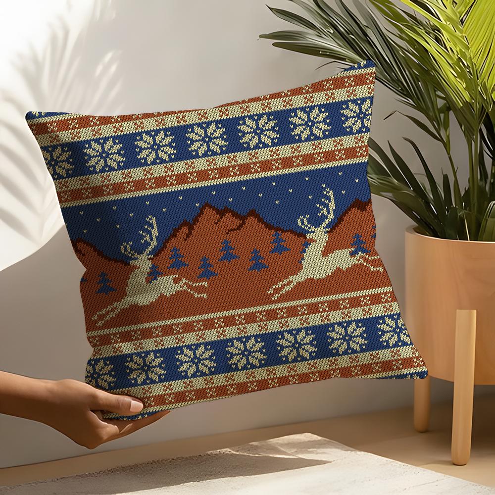 Fair Isle Pillow Case Linen Cushion Covers For Decorative Sofa Home Pillows Case Car Chair Pillows Cases