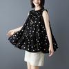 DIMANAF 2026 New Summer Plus Size Women Shirts Tees Print Casual Loose Blouse Button Sleeveless Lady Tops Pleated