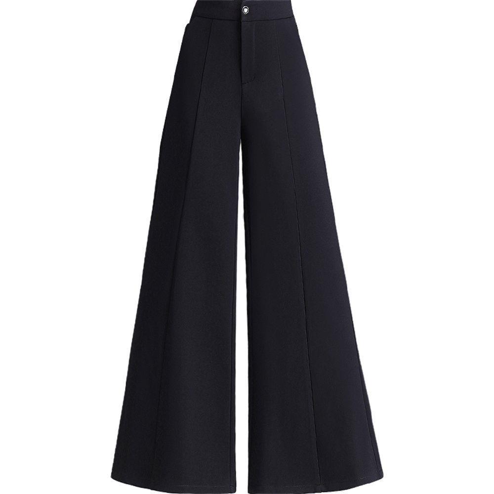 High-Waisted Wide-Leg Flare Culottes for Petite - Solid Color, Loose Drape Style