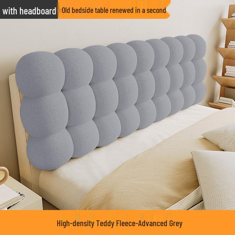 Snowball Soft Upholstered Cream Bedside Backrest Cushion - Anti-collision, Thickened, and Simple Design