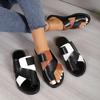 Casual Summer Slide Sandals with Contrast Color and Loop Toe Design