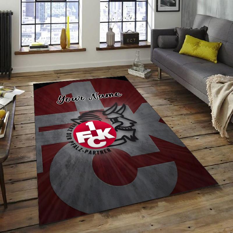 1.FC Kaiserslautern Design Area Rug Personalized Name- Non-Slip, Soft & Cozy Floor Mat for Living Room, Office - Indoor/Outdoor Carpet