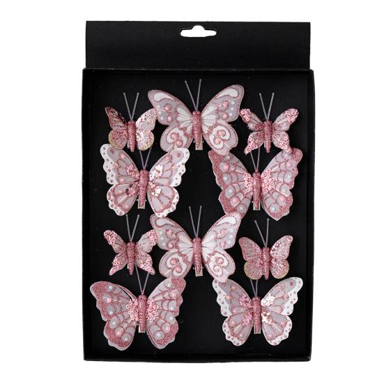 DIY Craft Butterfly Ornaments 1 Set Glitter Christmas Ornament, Double Layer Sequins Glittery Tree Decorations Hanging Decor for Tree, Festive Holiday