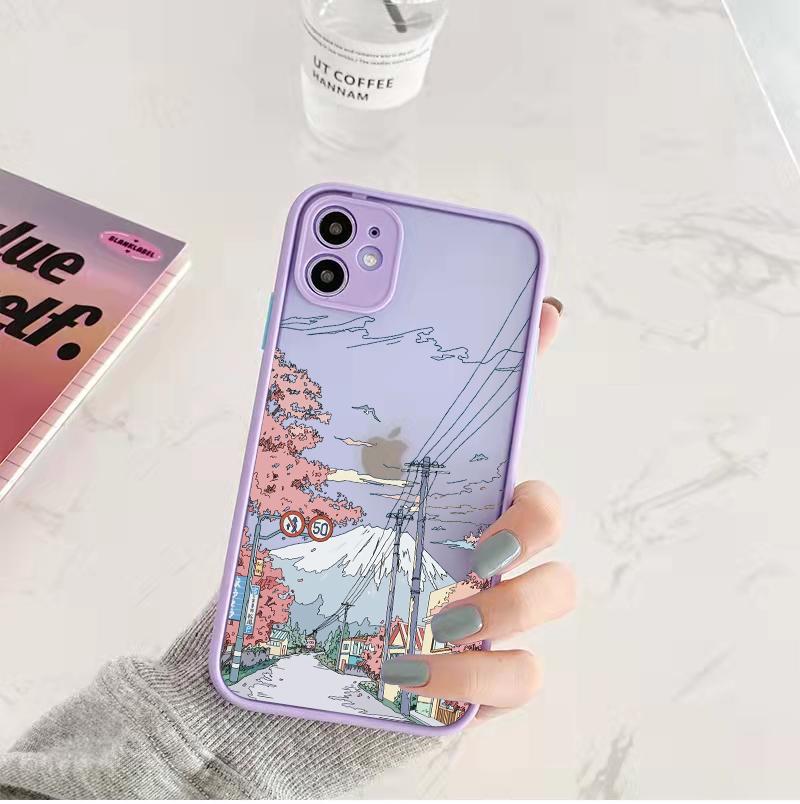 Japanese Anime Painted House scenery Phone Case For iPhone 16 15 Plus X XR XS Max 17 16 15 13 12 11 14 Pro Max Hard Matte Cover