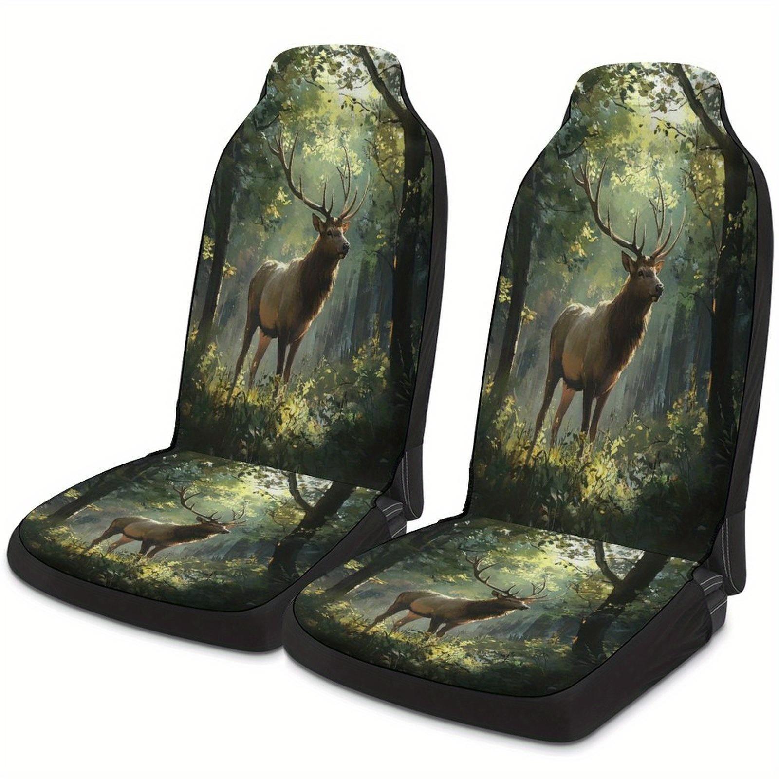Elegant Elk-Themed Car Seat Cover Set