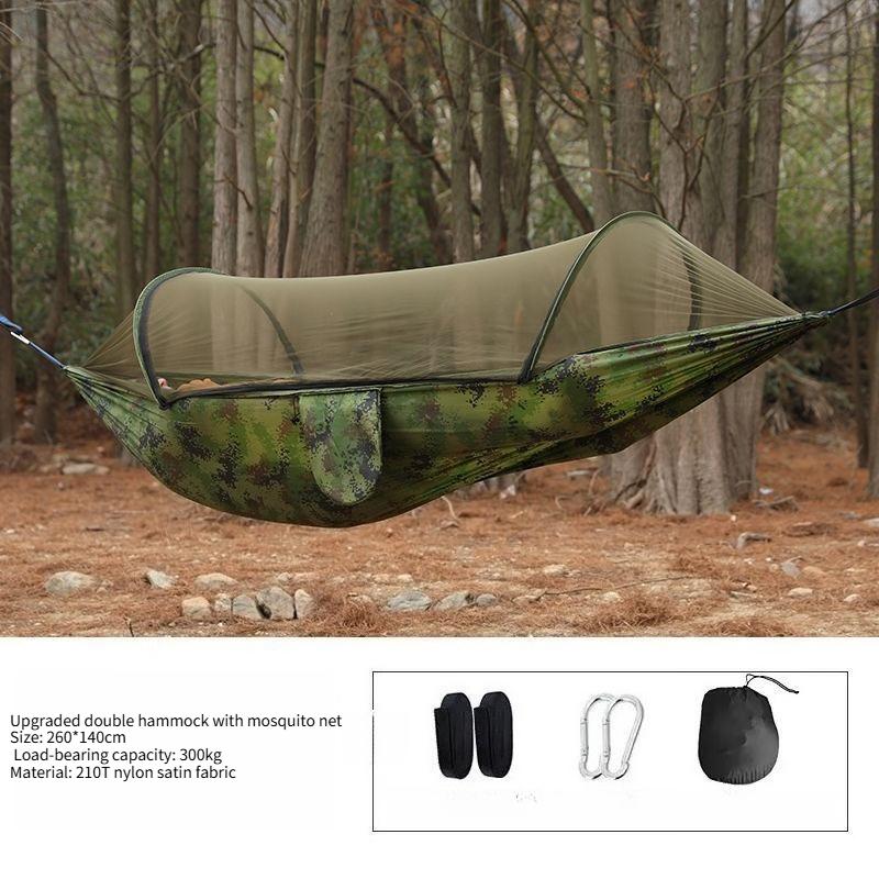 

1SET outdoor hammock quick installation automatic quick opening anti-mosquito pole hammock outdoor camping portable durable mountaineering equipment