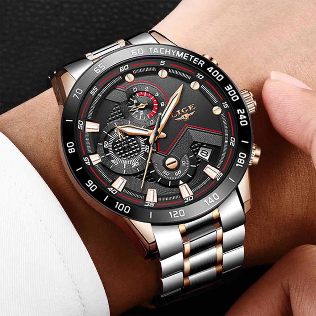 Fashion Steel Strap Digital Watch, Electronic Watch Fashion Trendy Men's Student Alarm Clock