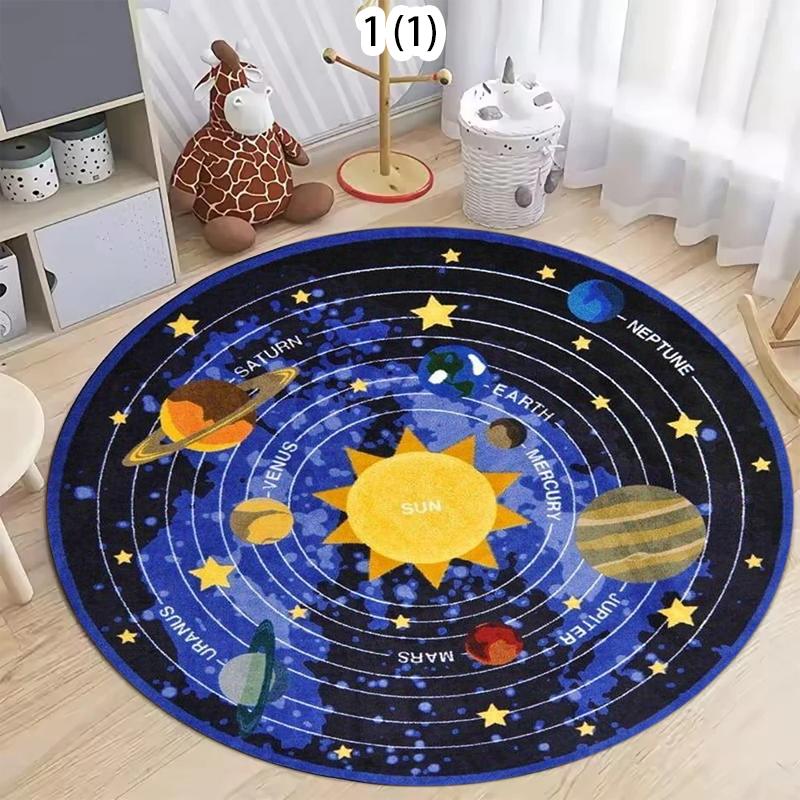 Tappeto Rotondo con Stampa di Pianeta Spaziale Tappeto per Camera da Letto Tappetino Girevole per Sedia da Computer Tappetino per Pavimento Soggiorno Tappetino per Pavimento Camera dei Bambini a Fumetti