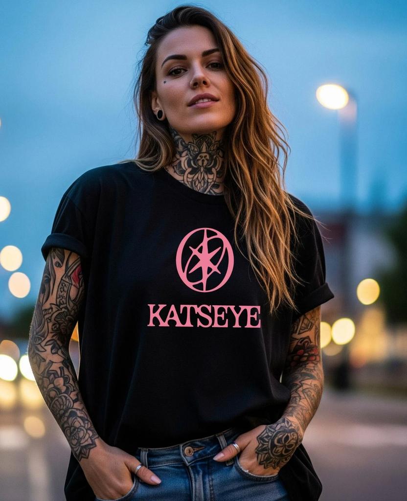 KATSEYE T-Shirt Black Pink Logo Graphic Tee K-Pop Girl Group Music Merch Unisex