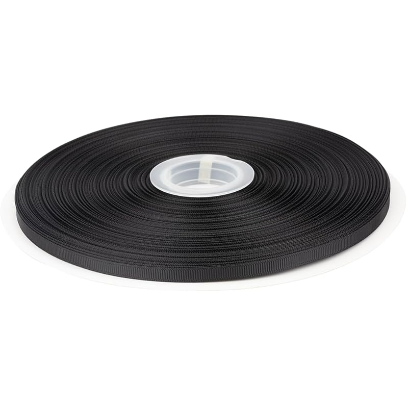 

[Tekdeere]Width 6mm solid black grosgrain ribbon, perfect for gift wrapping, sewing, hair accessories, wedding decorations - 91m/roll