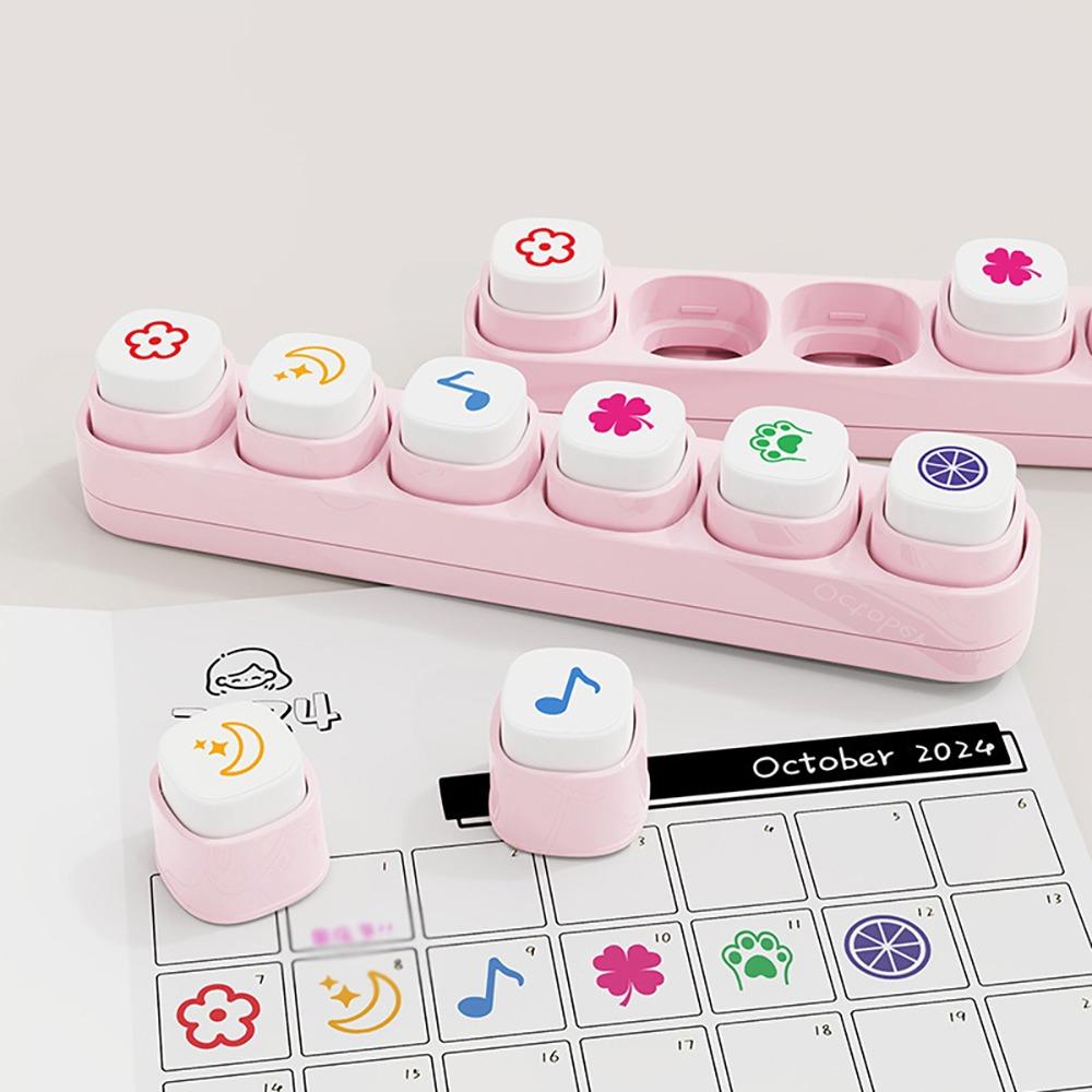 

Мини Цветная Печать 6-в-1 Печать для Скрапбукинга Набор Креативных Штампов Школьные Канцелярские Товары для Студентов розовый