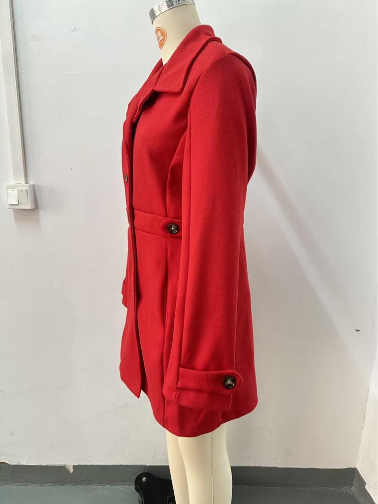 Abrigo de Lana Elegante de Longitud Media con Solapa y Diseño Entallado Cross2025 Otoño/Invierno