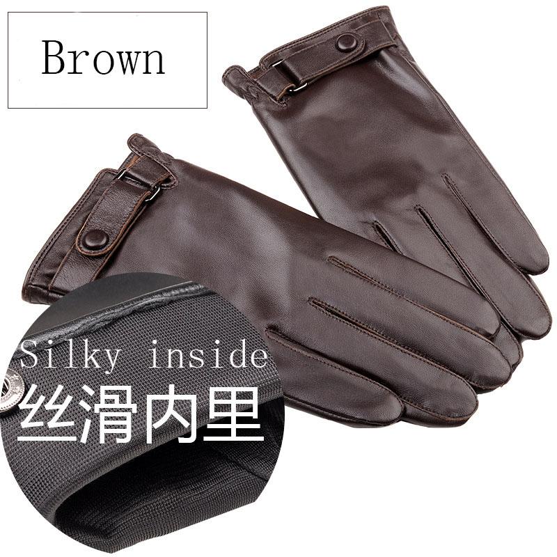 

Men s Fashion Genuine Leather Gloves Thin/ Thick Plush Winter Warm Sheepskin Full Finger Touch Screen Driving Gloves Mittens L75 XL
