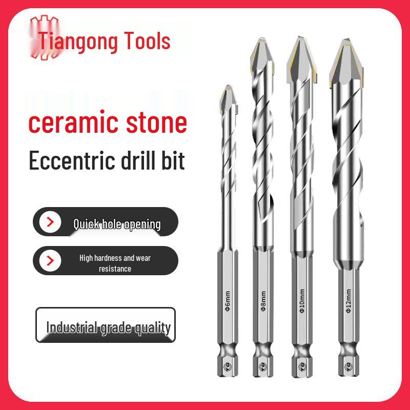 Eccentric Tile Drill Bit for Concrete, Cement, and Ceramic – Super Hard Alloy Triangle Impact.