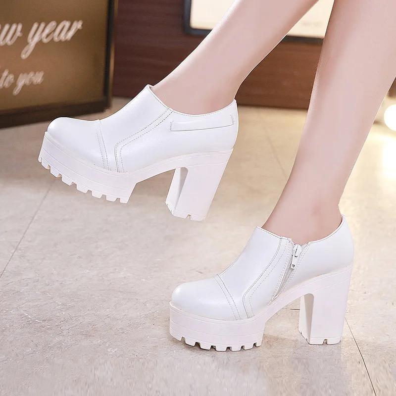 Fashion Pumps Women Single Shoes 10cm High Heels Female Thick with Waterproof Platform Autumn Sexy Super High Heel Black Women's Shoes