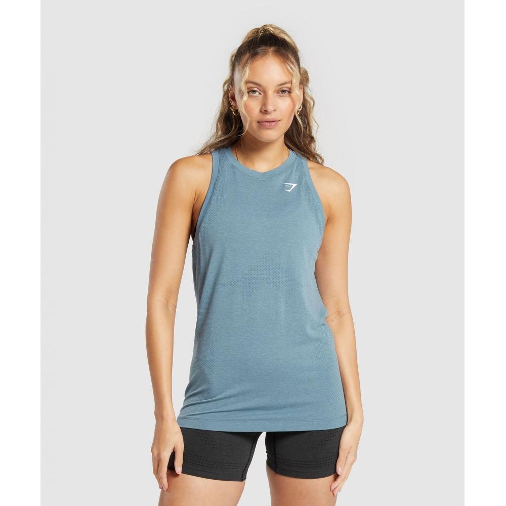 

GYMSHARK Vital Seamless 2.0 Light Tank Faded Blue Marl B3A2Q UCMH