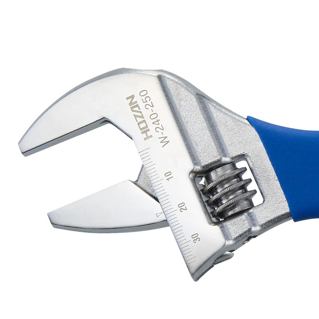 Cheie reglabilă HOZAN, Deschidere fălci 0~24mm, Cea mai ușoară din clasa sa, Cu scală și mâner, Convenabilă pentru lucru continuu, Fabricată în Japonia, W-240-250,