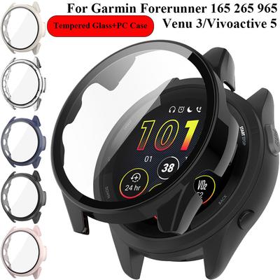 HD Tempered Glass+PC Case For Garmin Forerunner 165 265 965 All-around Screen Protective Shell Garmin Venu 3/Vivoactive 5 Cover