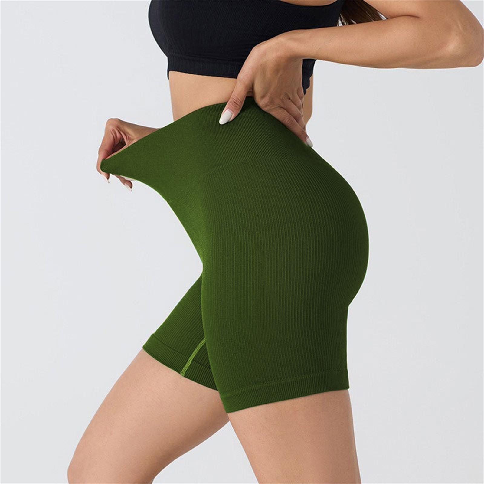 

Женские модные однотонные бесшовные эластичные обтягивающие три штана L зелёный