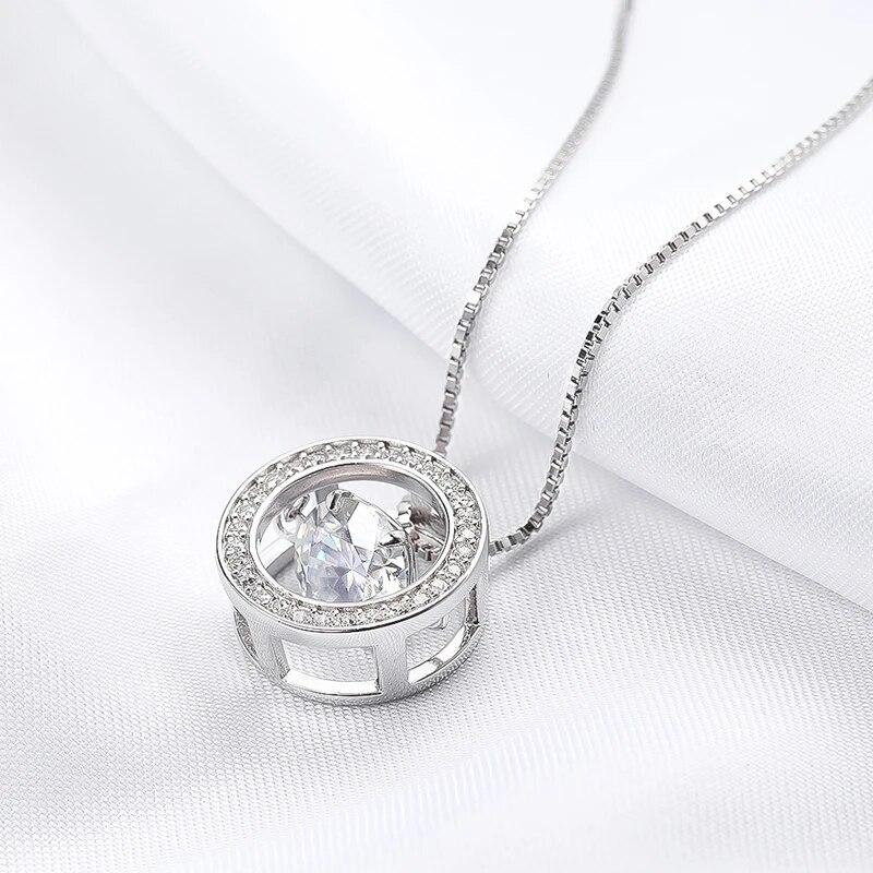 D culoare 2ct Colier moissanit real pentru femei Lanț cutie Pandantiv vintage pentru fete 100% S925 Bijuterii din platină placate cu argint S925